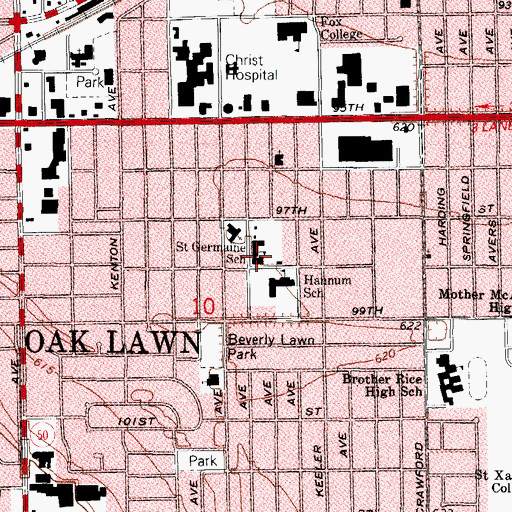 Topographic Map of Saint Germaine Church, IL