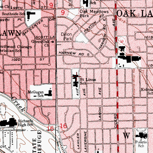 Topographic Map of Saint Linus Church, IL