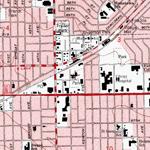 Topographic Map of Saint Paul Lutheran Church, IL