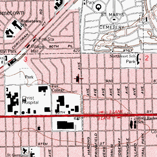 Topographic Map of Trinity Evangelical Covenant Church, IL