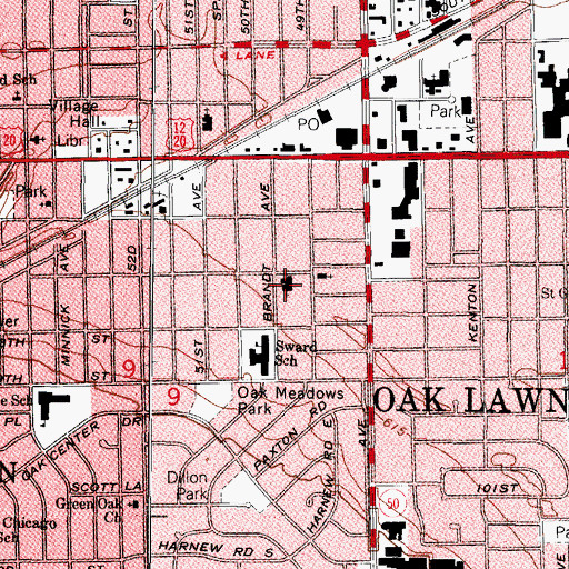 Topographic Map of Trinity Lutheran Church, IL