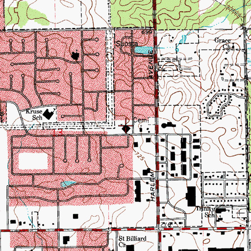 Topographic Map of Salem Baptist Church, IL