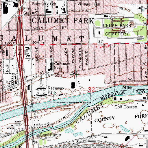 Topographic Map of Mount Calvary Lutheran Church, IL
