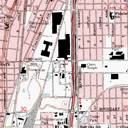 Topographic Map of Pioneer Baptist Church, IL