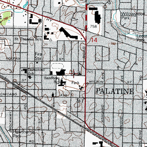 Topographic Map of Evangelical Community Church, IL