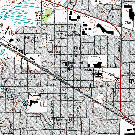 Topographic Map of First United Methodist Church, IL