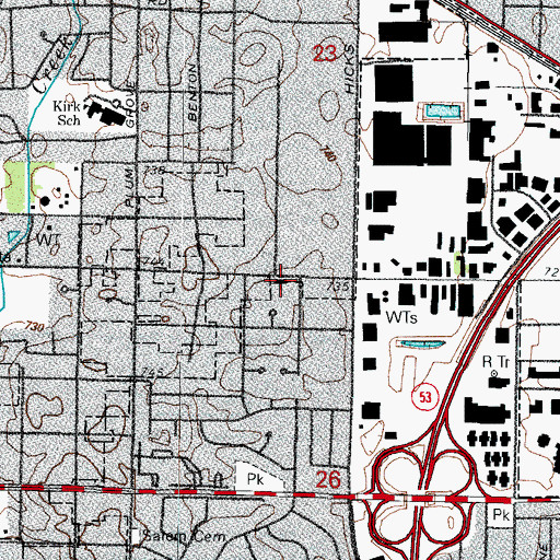 Topographic Map of Kingdom Hall of Jehovahs Witnesses, IL