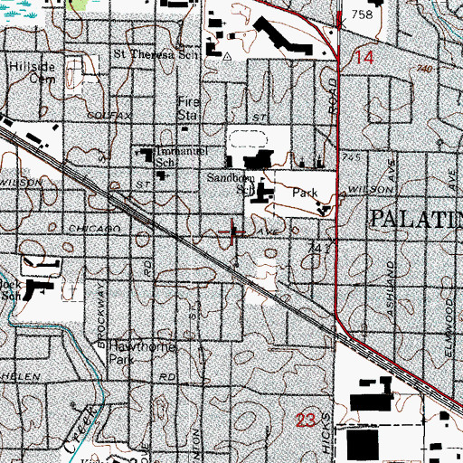 Topographic Map of Saint Paul United Church of Christ, IL