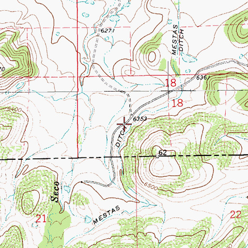 Topographic Map of Mestas Ditch, CO