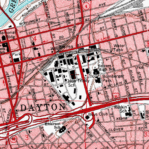 Topographic Map of Dayton Post Office, OH