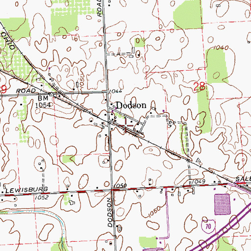 Topographic Map of Dodson Post Office (historical), OH