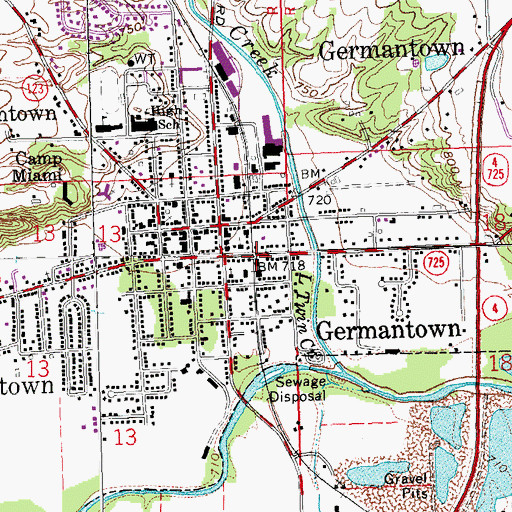 Topographic Map of Germantown Post Office, OH