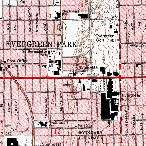 Topographic Map of Metropolitan College, IL