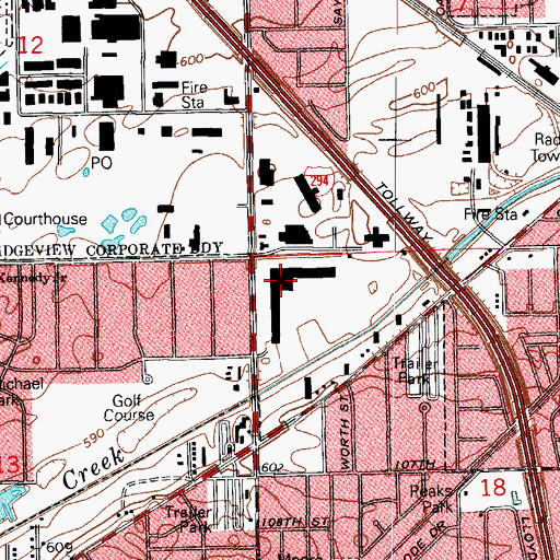 Topographic Map of Bridgeview Shopping Center, IL