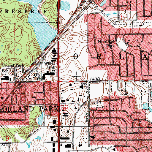 Topographic Map of Main Place Mall Shopping Center, IL