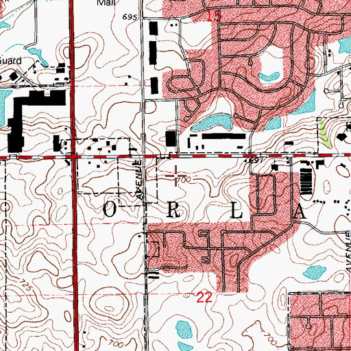 Topographic Map of Orland Towne Center Shopping Center, IL