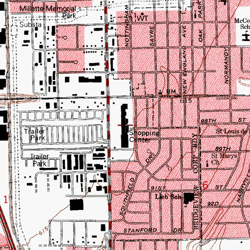 Topographic Map of Southfield Plaza Shopping Center, IL