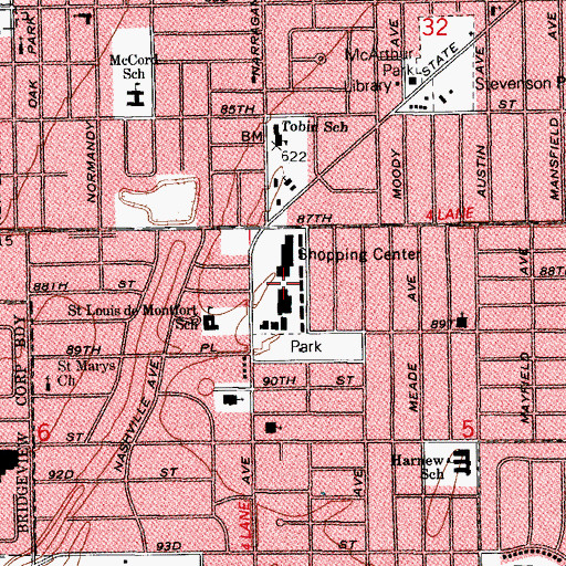 Topographic Map of State Road Plaza Shopping Center, IL