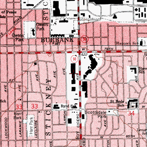 Topographic Map of Summit Shopping Center, IL
