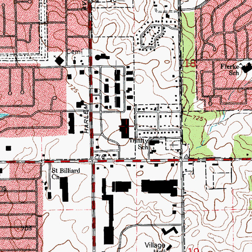 Topographic Map of The Commons Shopping Center, IL