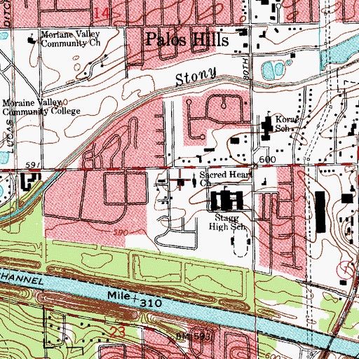 Topographic Map of Valley Plaza Shopping Center, IL