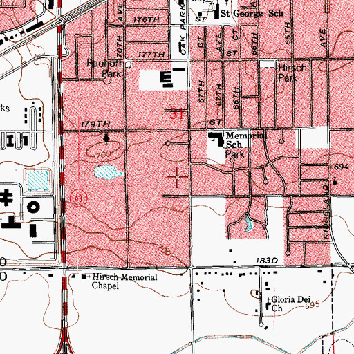 Topographic Map of Saint Xavier University - South Campus, IL