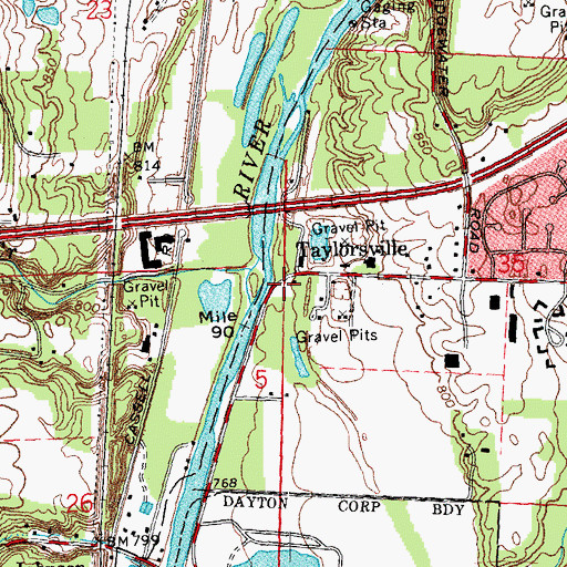 Topographic Map of Taylorsville Post Office (historical), OH
