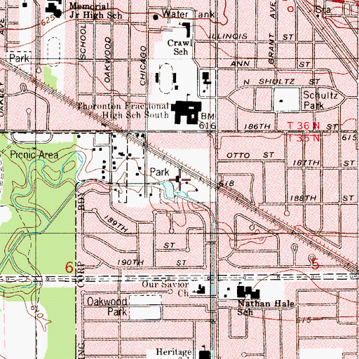 Topographic Map of Erfert Park, IL