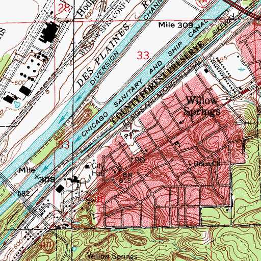 Topographic Map of Lions Park, IL