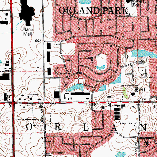 Topographic Map of Park Hill Park, IL