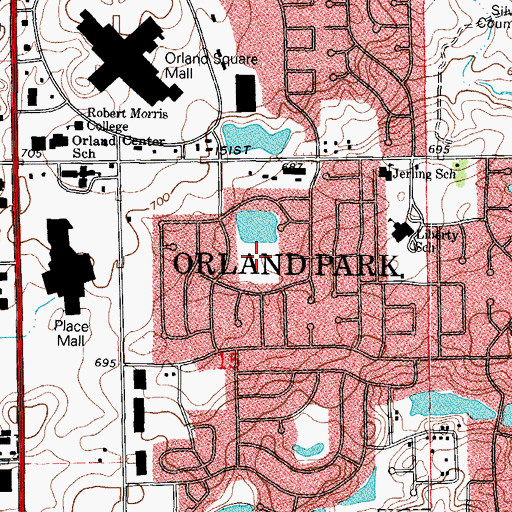 Topographic Map of Village Square Park, IL