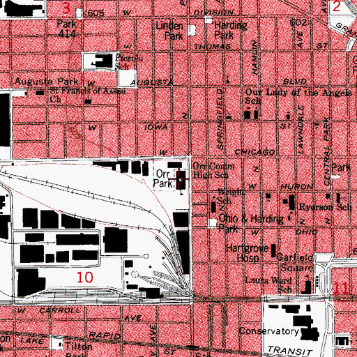 Topographic Map of Harvey Academic Preparatory Center, IL