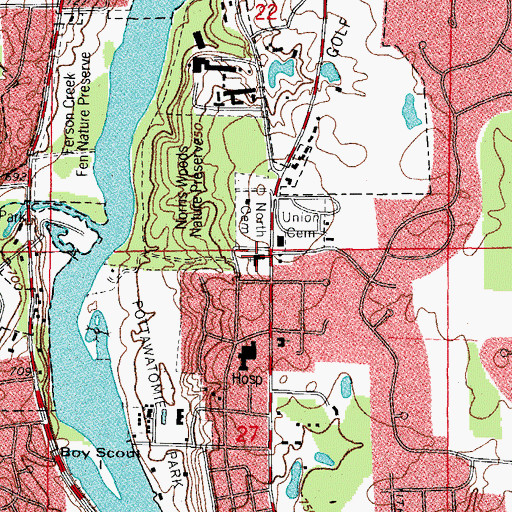 Topographic Map of Bethlehem Lutheran Church, IL