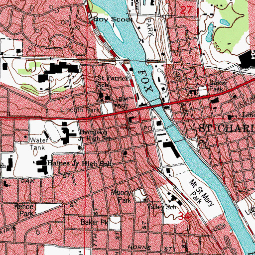 Topographic Map of Riverside Community Church, IL