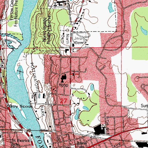 Topographic Map of Saint Charles Episcopal Church, IL