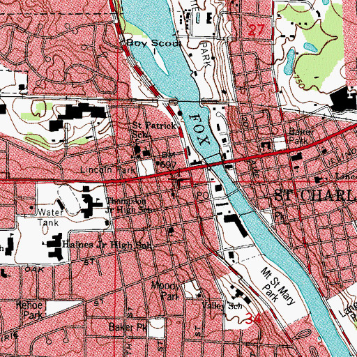 Topographic Map of Saint Charles Free Methodist Church, IL