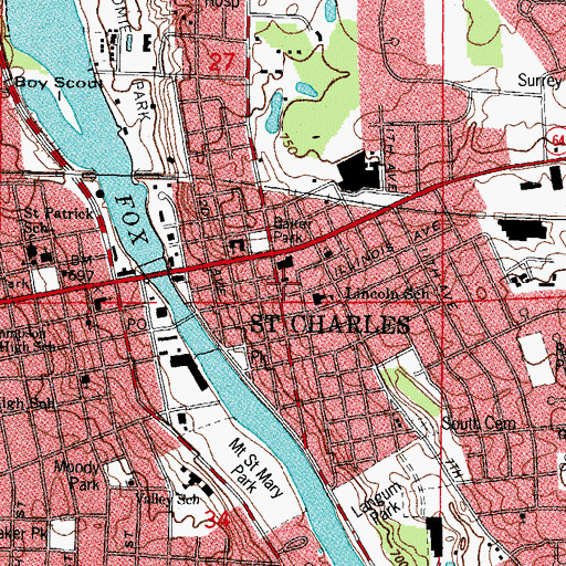 Topographic Map of Saint Mark's Lutheran Church, IL