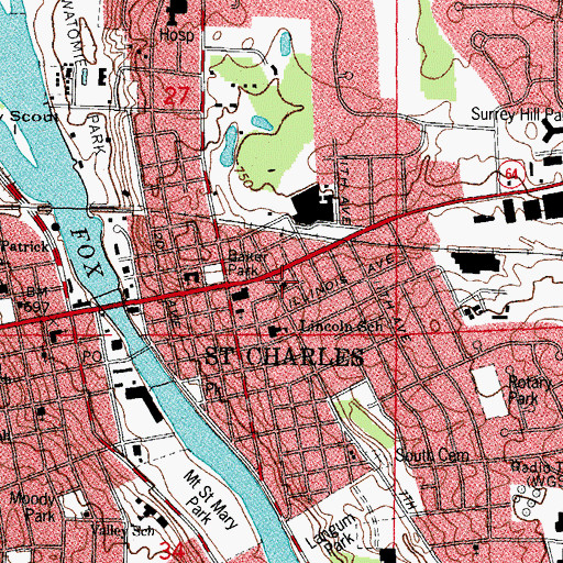 Topographic Map of Trinity Vineyard Christian Church, IL