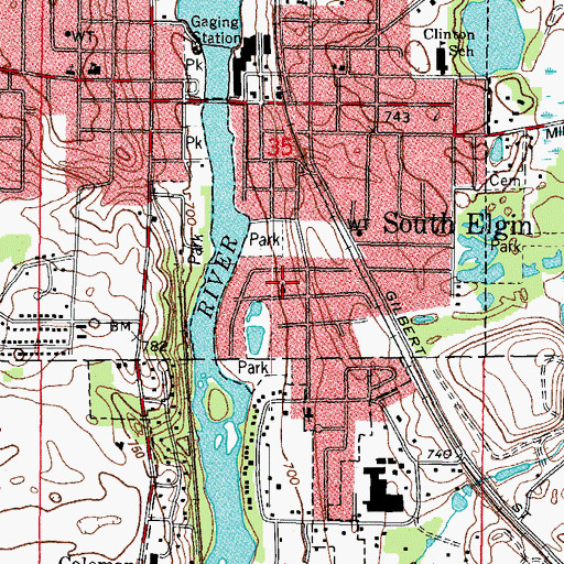 Topographic Map of Kane County Baptist Church, IL