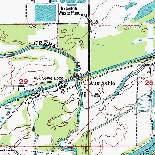 Topographic Map of Aux Sable Aqueduct, IL