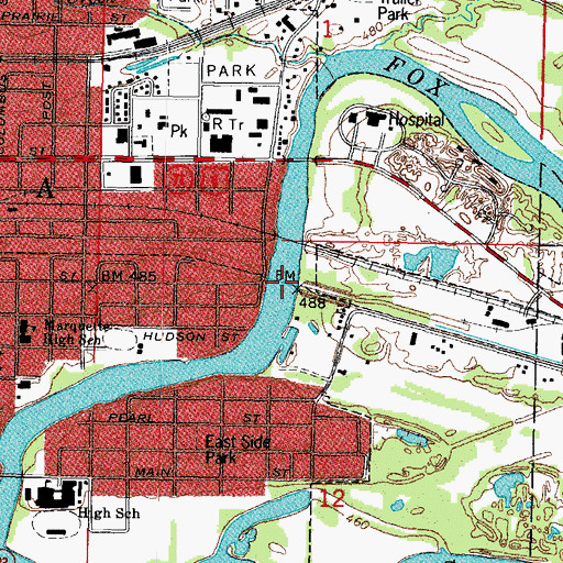 Topographic Map of Fox River Aqueduct, IL