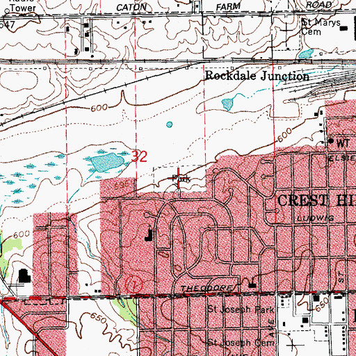 Topographic Map of Crest Hill Community Park, IL