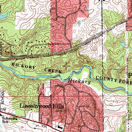 Topographic Map of Hickory Creek Barrens Nature Preserve, IL