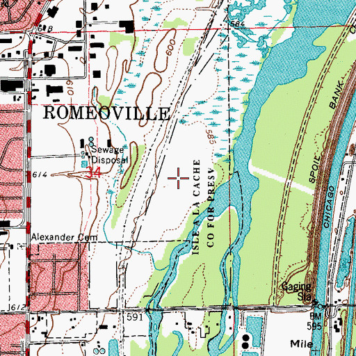 Topographic Map of Romeoville Prairie Nature Preserve, IL