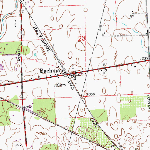 Topographic Map of Bachman Post Office (historical), OH