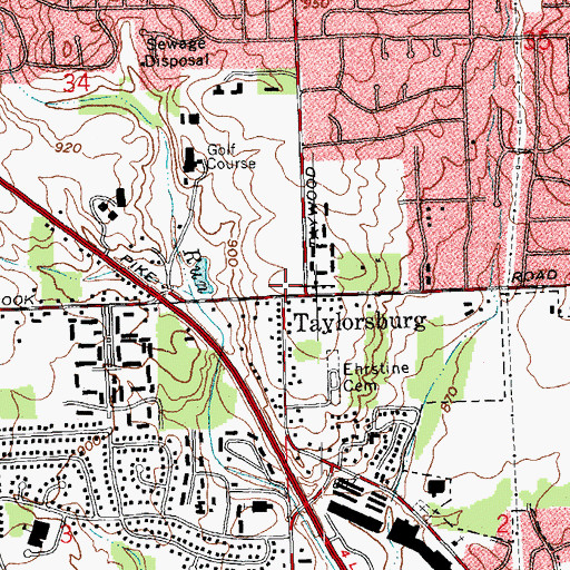 Topographic Map of Taylorsburg Post Office (historical), OH