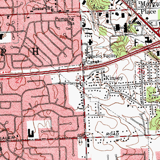 Topographic Map of Kinsey Post Office (historical), OH