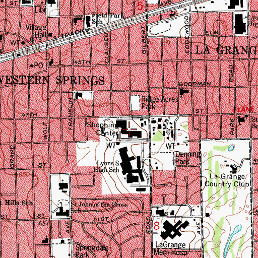 Topographic Map of Garden Market Shopping Center, IL