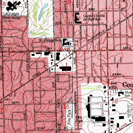 Topographic Map of Salem Square Shopping Center, IL