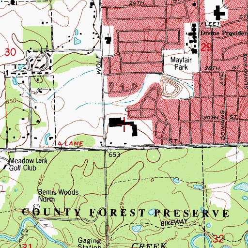 Topographic Map of Westbrook Commons Shopping Center, IL